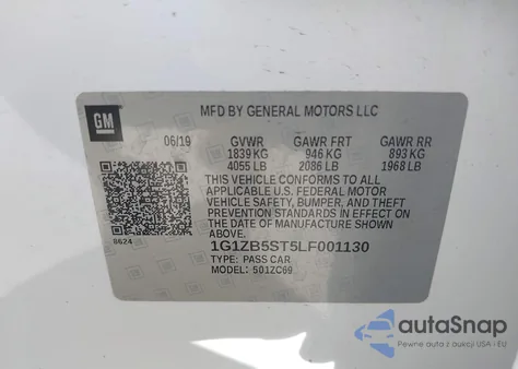 2020 Chevrolet Malibu Fwd Ls из США, поврежденный, VIN 1G1ZB5ST5LF001130